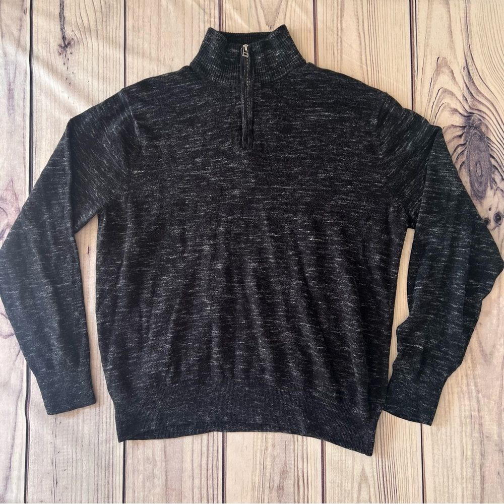 Bonobos Black Heather Cashmere & Cotton Quarter Zip Pullover Sweater